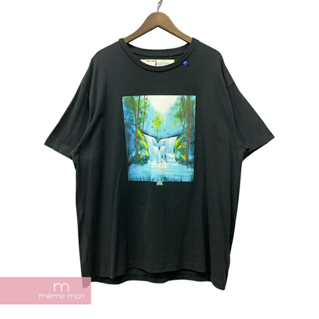 メンズOFF-WHITE 2019AW Water Fall Print S/S Tee OMAA038E19185015 オフホワイト ウォーターフォールプリントショートスリーブTシャツ 半袖カットソー アロー グラフィックデザイン 袖ロゴ ラバーロゴ ブラック×マルチカラー サイズS 【240106】【-B】【me04】