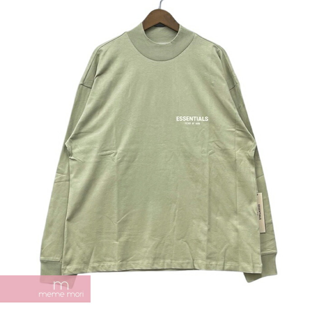 トップスFEAR OF GOD ESSENTIALS 2022SS L/S Tee Sea Foam エッセンシャルズ ロングスリーブTシャツ 長袖カットソー フロッキープリント ロンT シーフォーム サイズL【240106】【新古品】【me04】