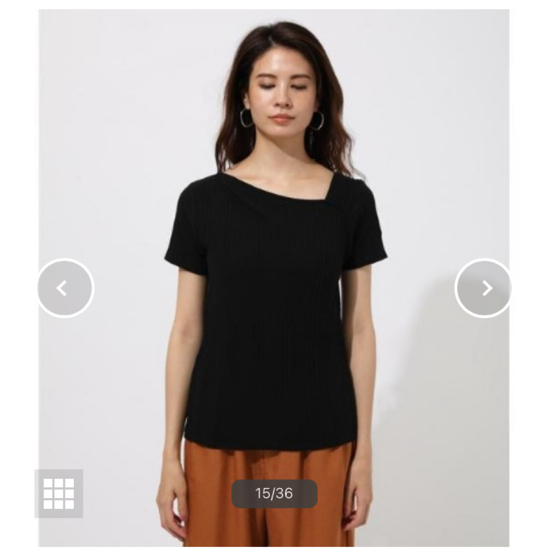 AZUL by moussy(アズールバイマウジー)のASYMMETRY NECK CUT TOPS  AZUL レディースのトップス(カットソー(半袖/袖なし))の商品写真