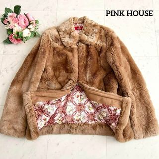 ピンクハウス(PINK HOUSE)の極美品 PINK HOUSE レッキスファー ショートジャケット キャメル L(毛皮/ファーコート)