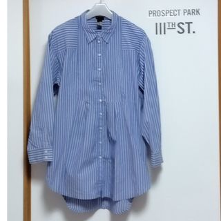 エイチアンドエム(H&M)のピンストライプ 長袖 シャツ チュニック(シャツ/ブラウス(長袖/七分))