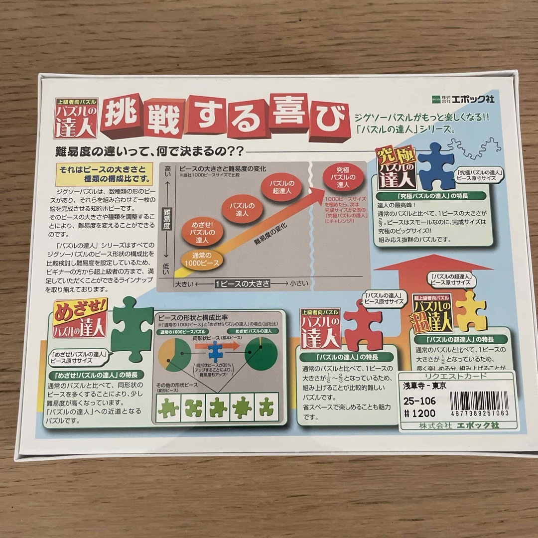 ジグソーパズル300ピース　日本の寺　浅草寺　新品未開封 エンタメ/ホビーのテーブルゲーム/ホビー(その他)の商品写真