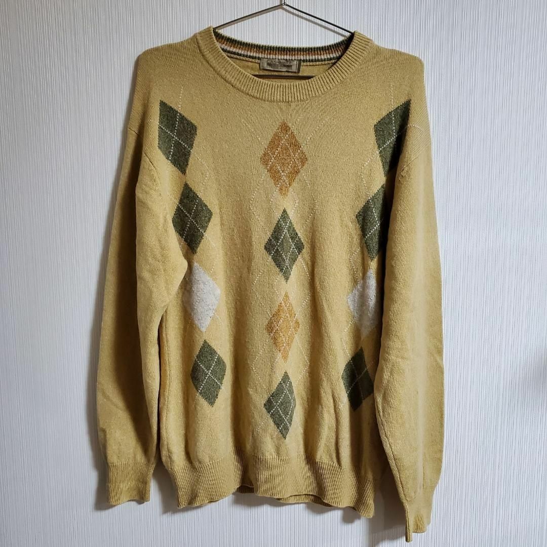 CASHMERE カシミヤ セーター ニット アーガイル  L 【k132】 レディースのトップス(ニット/セーター)の商品写真