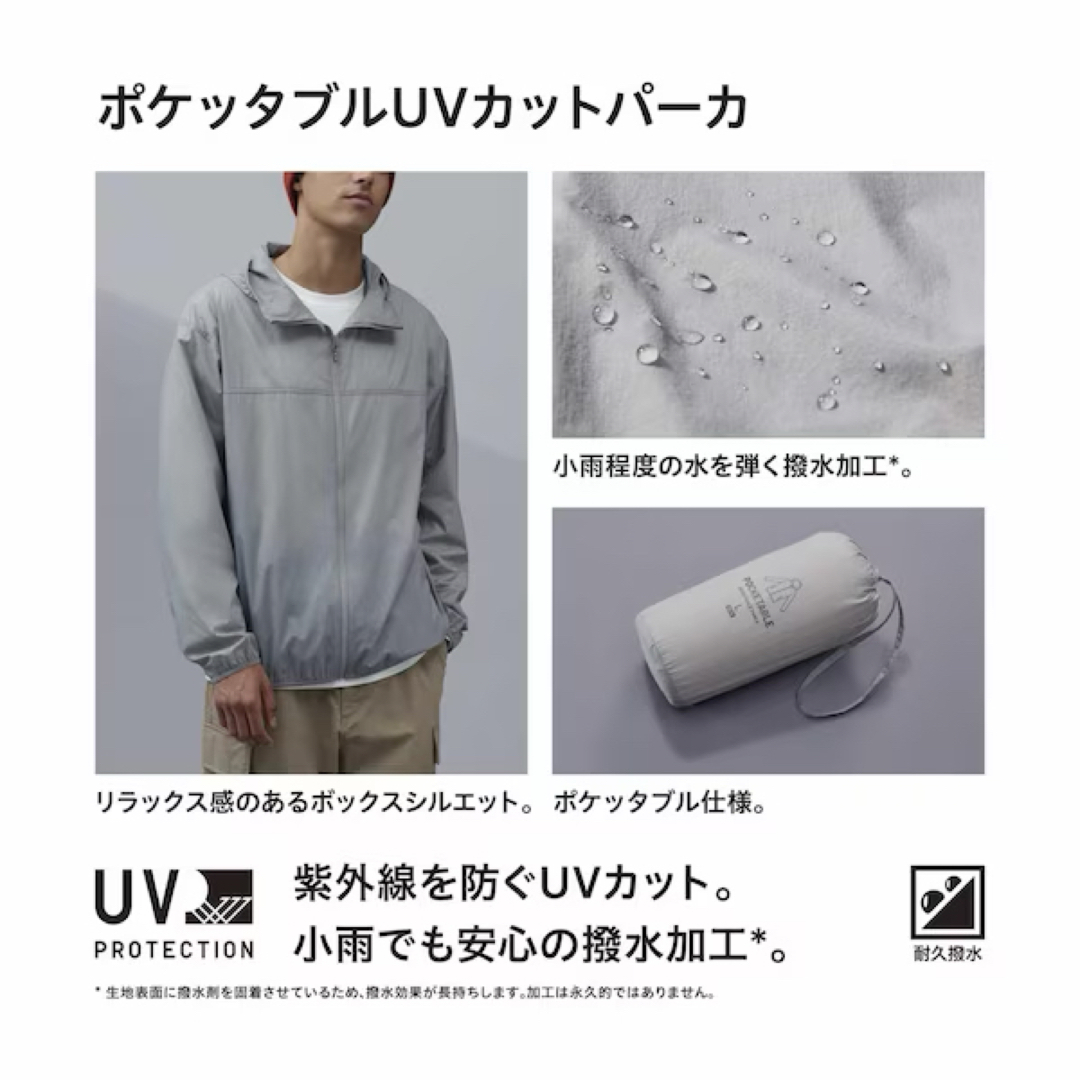 UNIQLO(ユニクロ)の新品　ユニクロ　ポケッタブルUVカットパーカ（3Dカット）Sサイズ　65ブルー メンズのジャケット/アウター(ナイロンジャケット)の商品写真