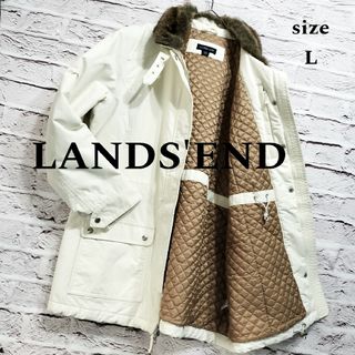 ランズエンド(LANDS’END)の【裏地キルティング】LANDS'END 中綿 ボア ジャケット コート(ナイロンジャケット)