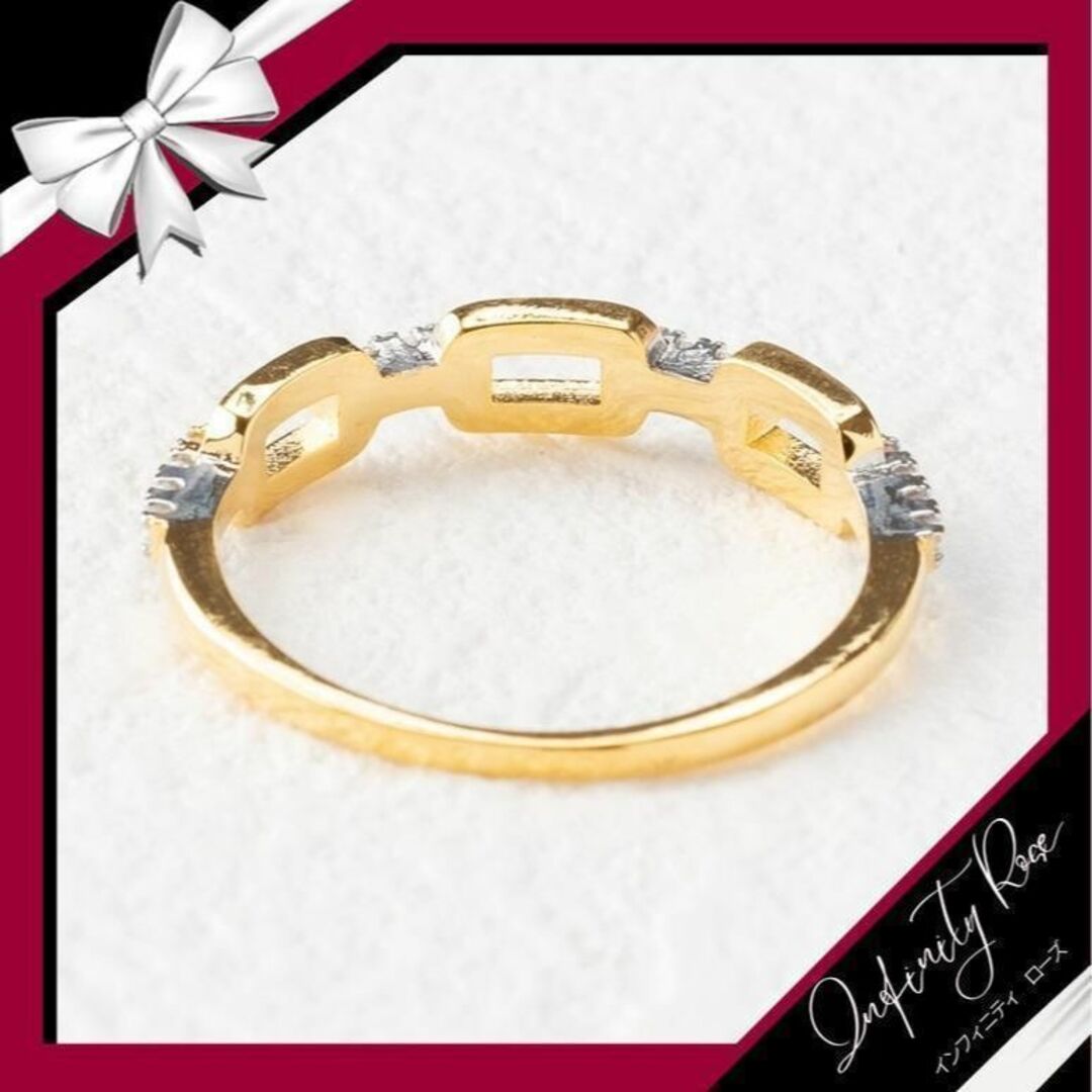 （R025G）19号　ゴールド重なり合うスクエア細リング　爪留め仕様　指輪 レディースのアクセサリー(リング(指輪))の商品写真
