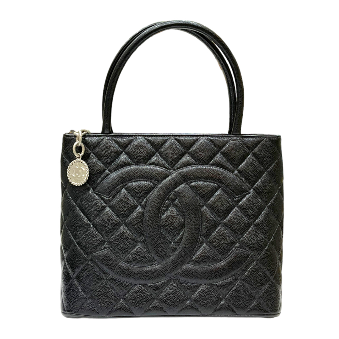 シャネル CHANEL 復刻トート A01804 6番台 ブラック シルバー金具 キャビアスキン レディース ハンドバッグ約245cmマチ