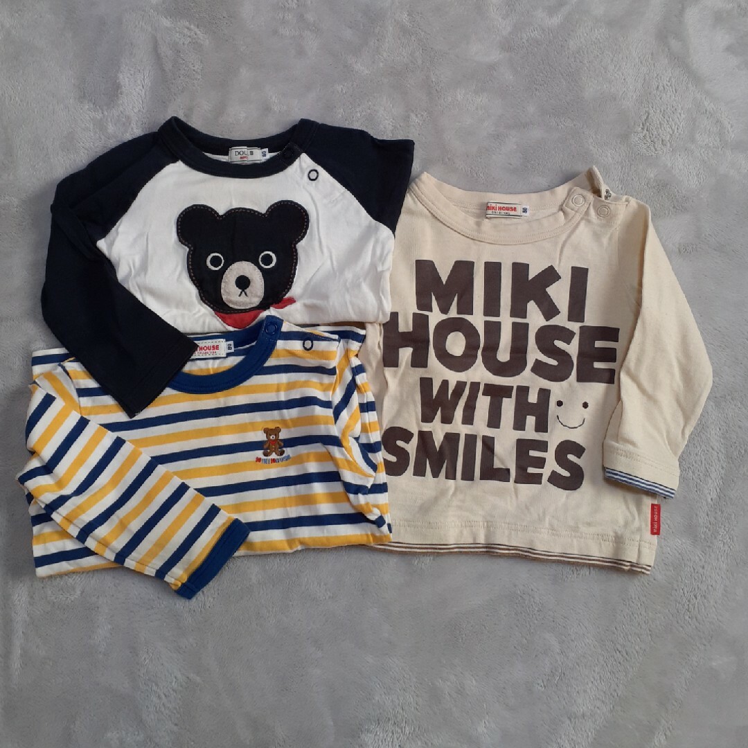 mikihouse(ミキハウス)のミキハウス  ロングTシャツ  80㎝3枚セット キッズ/ベビー/マタニティのベビー服(~85cm)(シャツ/カットソー)の商品写真