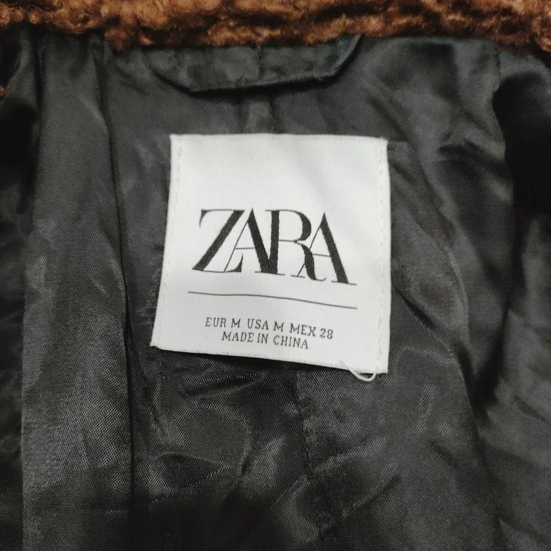 ZARA(ザラ)の【美品】ZARA ロングコート　テディコート　ボア　ブラウン　ダブルボタン　M レディースのジャケット/アウター(ロングコート)の商品写真