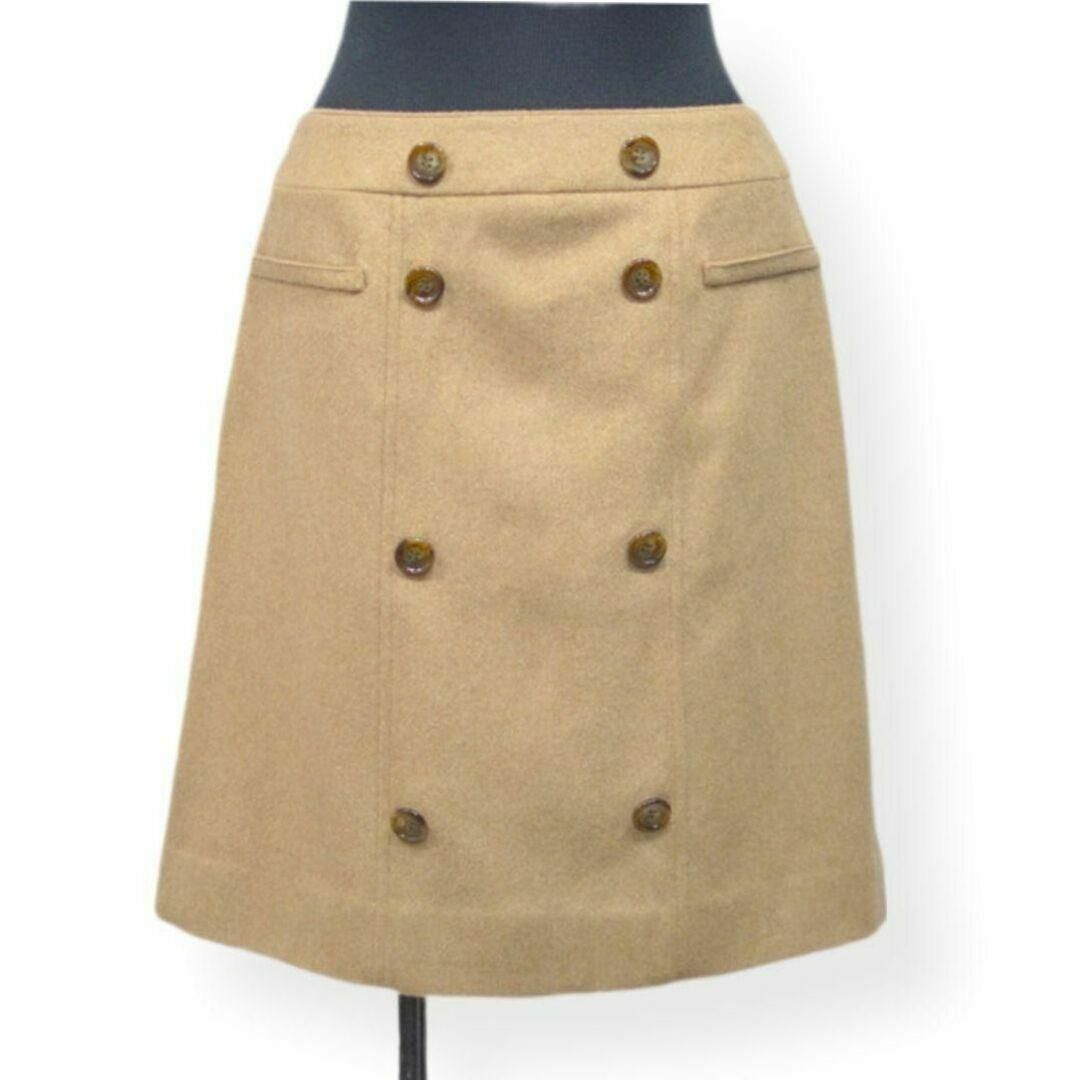 DUAL VIEW(デュアルビュー)の美品 デュアルヴュー ウール カシミヤ Aライン スカート 40 ベージュ L レディースのスカート(ひざ丈スカート)の商品写真