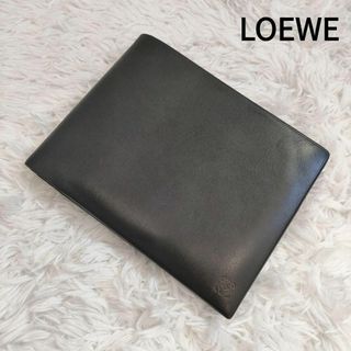 ロエベ(LOEWE)の【美品】ロエベ 折り財布 アナグラム ナッパレザー ブラック お札入れ(折り財布)