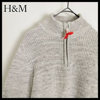 エイチアンドエム(H&M)のH&M☆コットンニット／セーター　ベージュ　ハーフジップ　S(ニット/セーター)