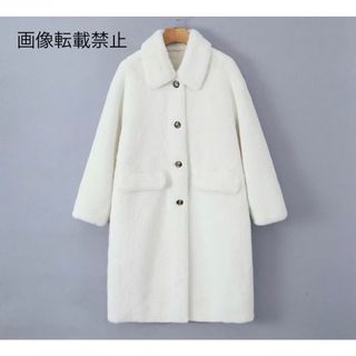 🦅1月新作🍆13303◆white ホワイト ロング ファーコート(毛皮/ファーコート)