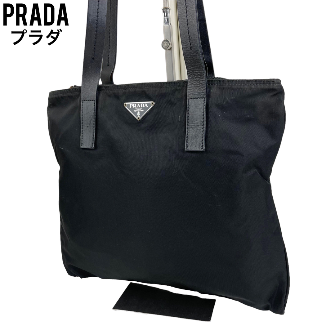 ✨良品　PRADA プラダ　トートバッグ　ブラック　ポコノ　ナイロン　黒　手提げ | フリマアプリ ラクマ