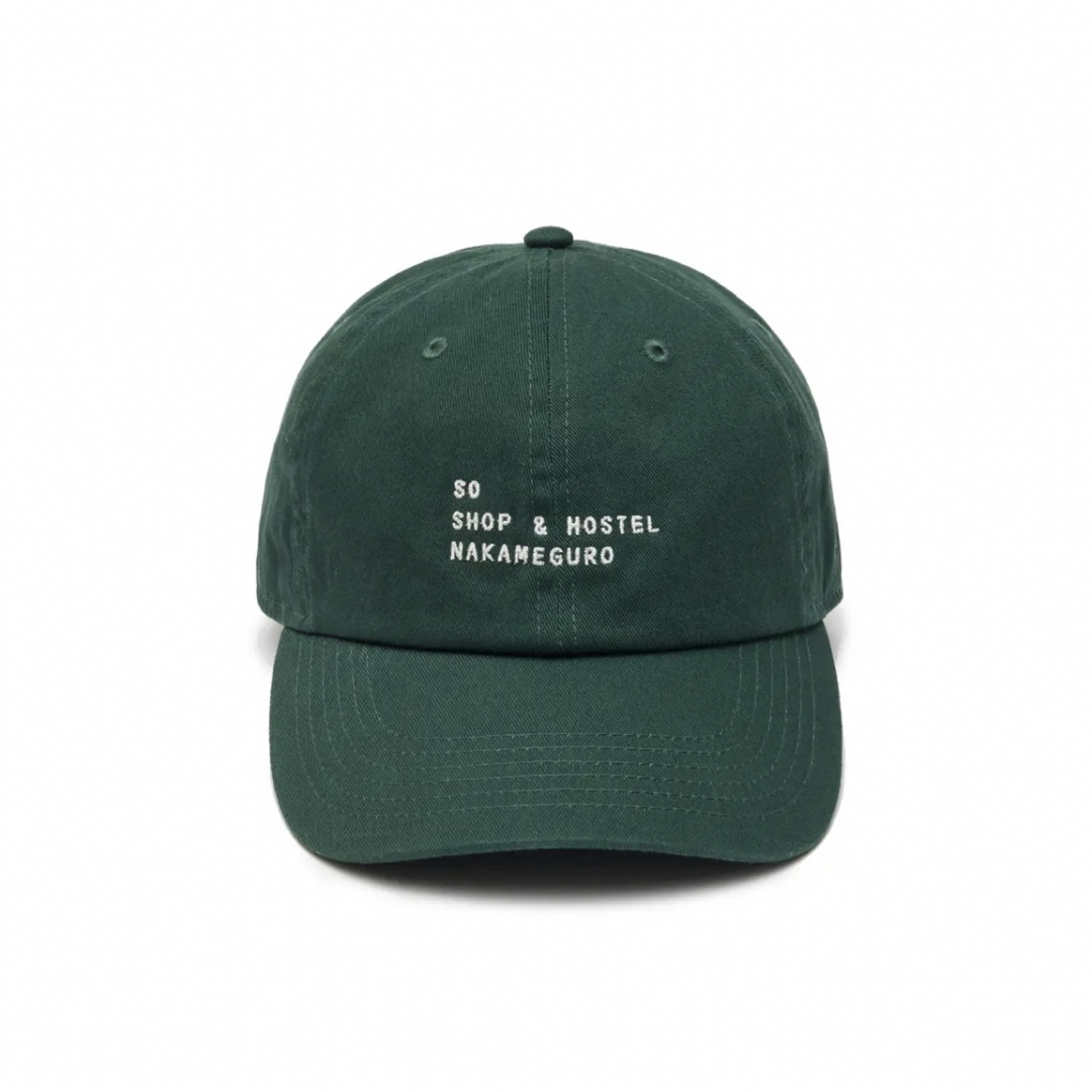 so nakameguro embroidered logo cap greenメンズ