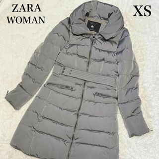 ザラ(ZARA)のZARAWOMAN 美シルエット ダウンジャケット ベルト付き ダックダウン 灰(ダウンジャケット)