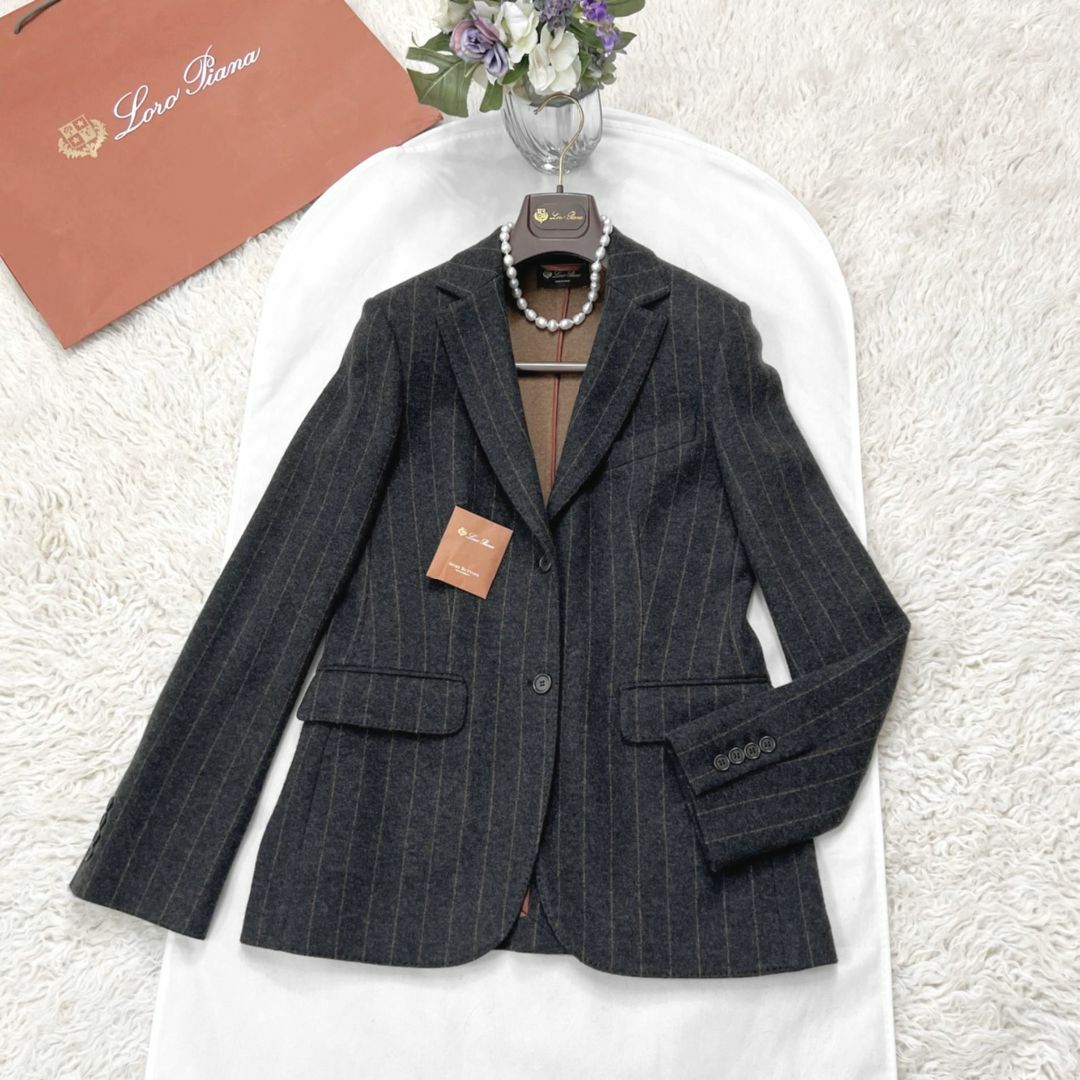 グレーサイズ★LOROPIANA★極美品★カシミヤダブルフェイス★ハンサムジャケット