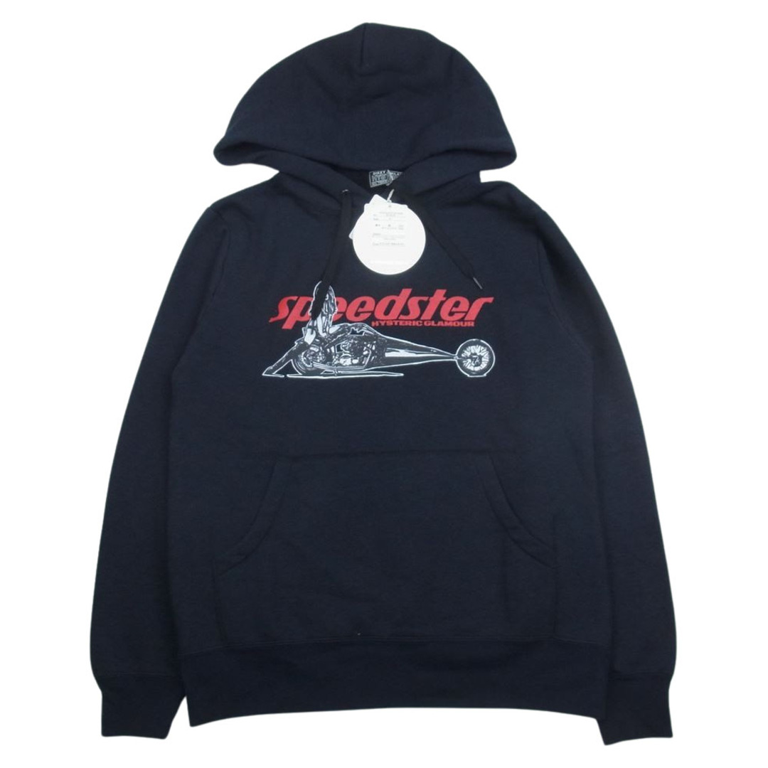 約64cm身幅HYSTERIC GLAMOUR ヒステリックグラマー 02233CF04 SPEEDSTER スウェット プルオーバー パーカー  ネイビー系 M【極上美品】