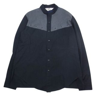 サンシー(SUNSEA)のSUNSEA サンシー 18AW 18A24 Vincents Shirt ノーカラー バンドカラー 長袖 シャツ ブラック系 2【中古】(シャツ)