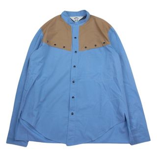 サンシー(SUNSEA)のSUNSEA サンシー 18AW 18A24 Vincents Shirt ノーカラー バンドカラー 長袖 シャツ ブルー系 2【中古】(シャツ)