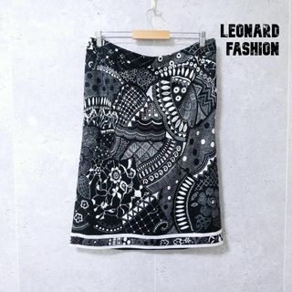 レオナール(LEONARD)の美品 LEONARD FASHION 花柄 総柄 ミディ丈 スカート(ひざ丈スカート)