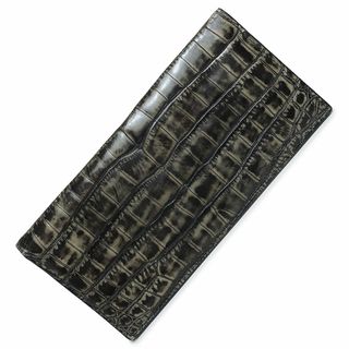 ボッテガヴェネタ(Bottega Veneta)のボッテガヴェネタ 二つ折り長財布 クロコダイル レザー ブラック 黒 244688 BOTTEGA VENETA（中古）(財布)