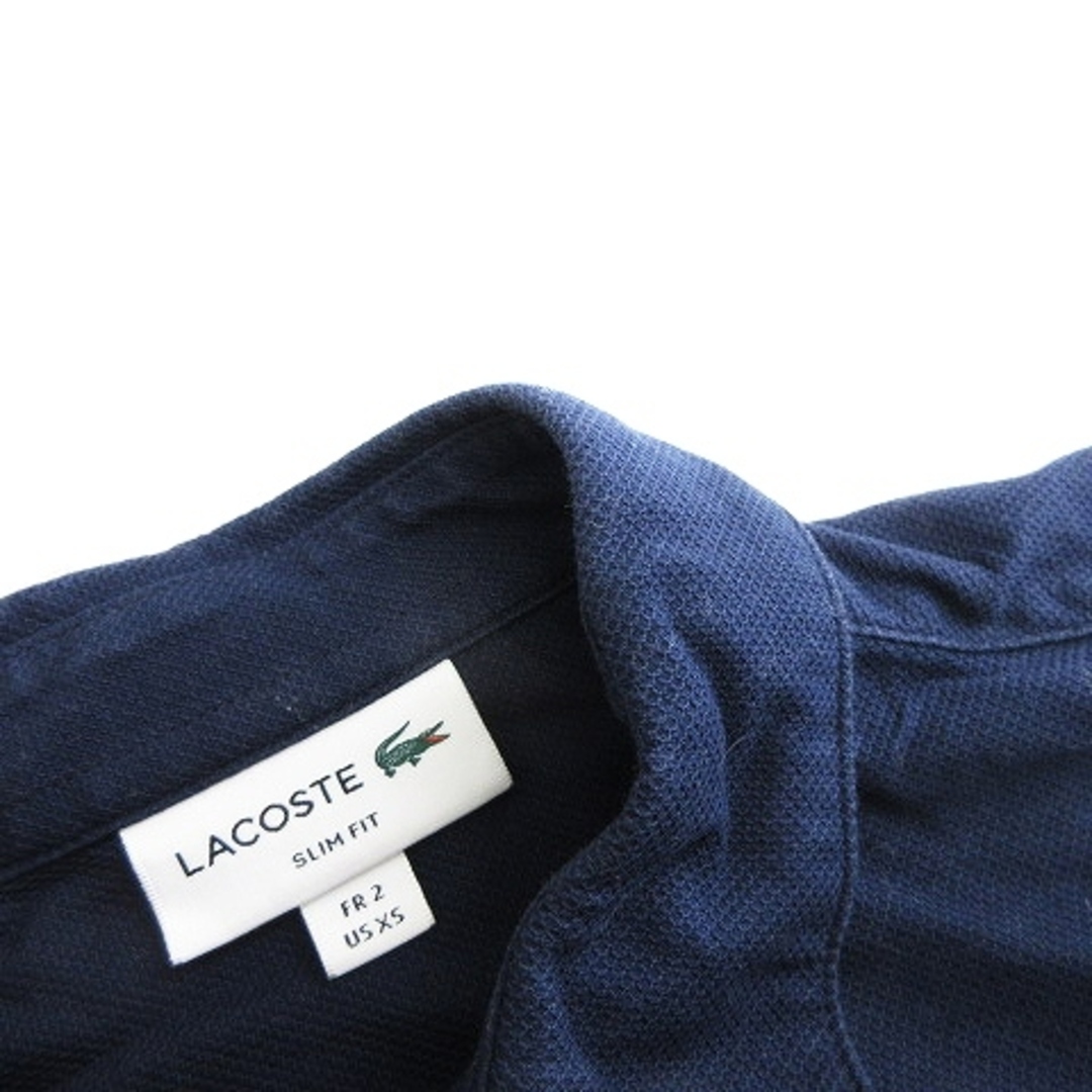 LACOSTE - ラコステ スリムフィット 変形ピケ ビズポロシャツ 長袖 紺