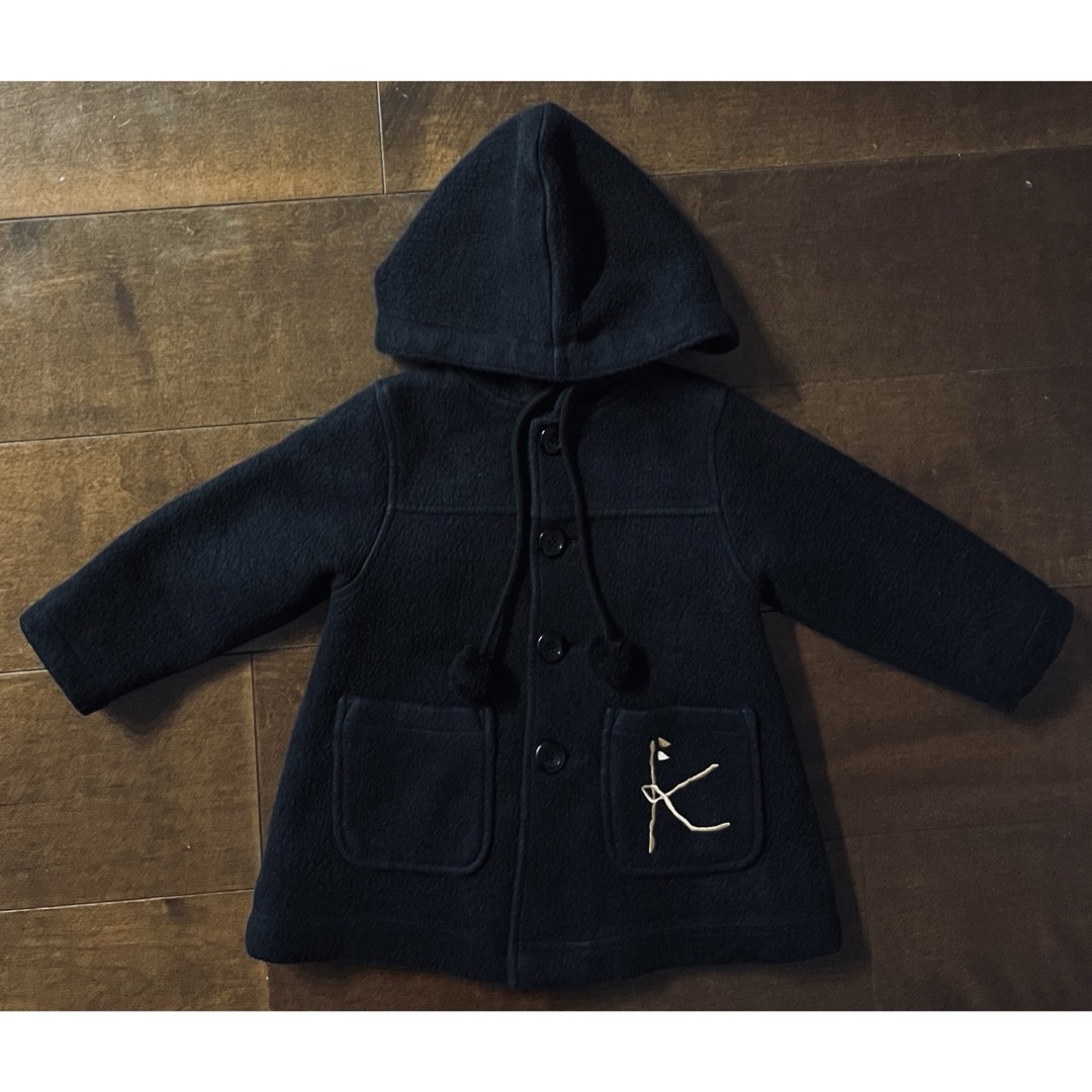 kumikyoku（組曲）(クミキョク)の組曲 kumikyoku 80 女の子　フード付きコート　ブラック　黒 キッズ/ベビー/マタニティのベビー服(~85cm)(ジャケット/コート)の商品写真
