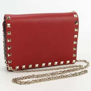 ヴァレンティノ(VALENTINO)のVALENTINO ヴァレンティノ スタッズチェーンショルダーバッグ TW2P0249 VSH 斜め掛け ショルダーバッグ レザー【中古】 レディース(ショルダーバッグ)