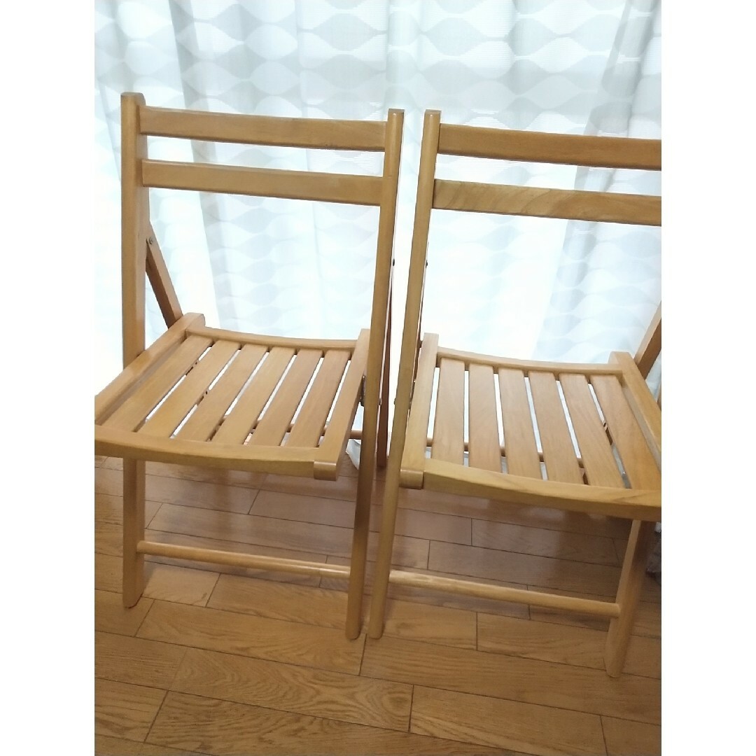 折りたたみ椅子 木製 ２脚セット 折り畳椅子 木製椅子 チェア ナチュラル インテリア/住まい/日用品の椅子/チェア(折り畳みイス)の商品写真
