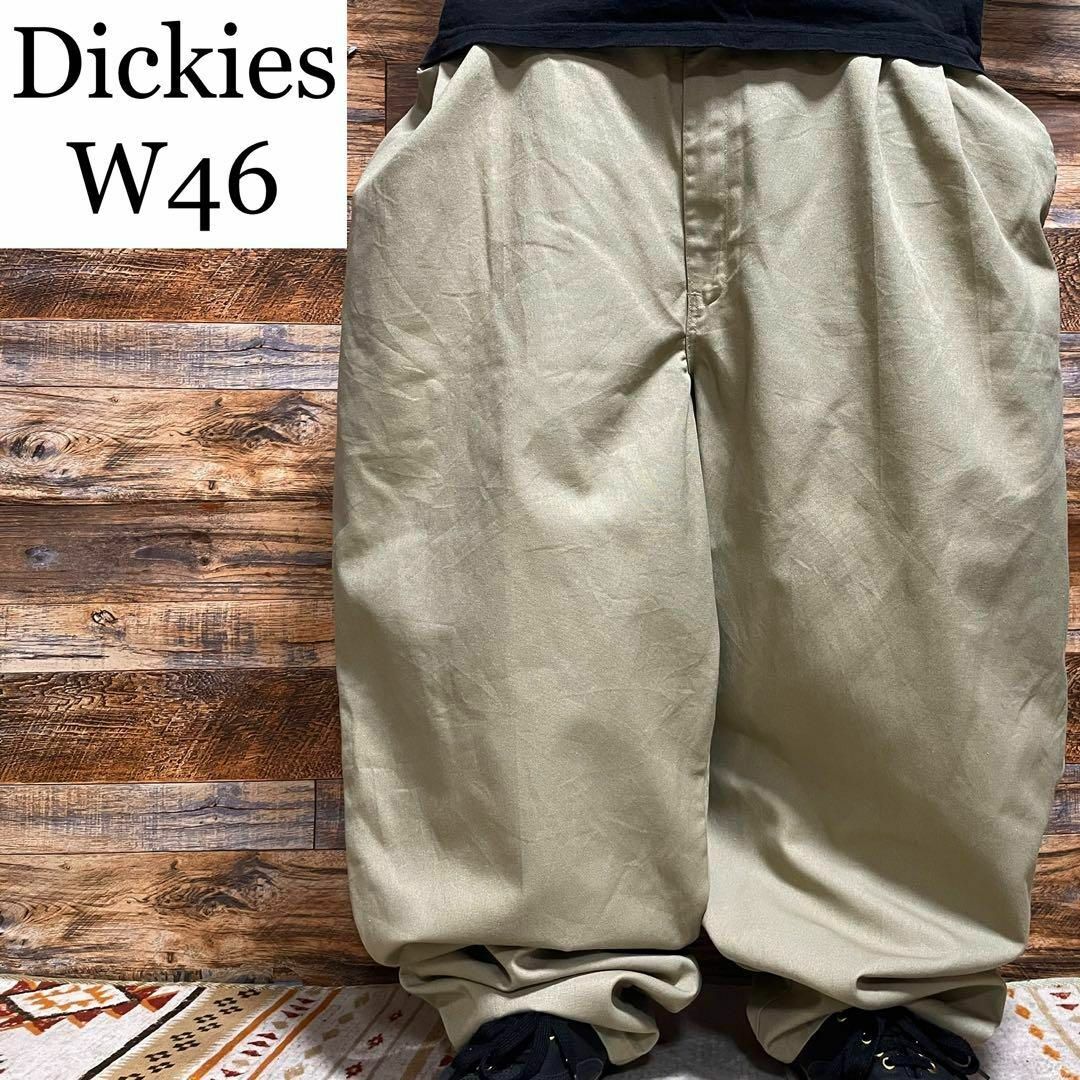 Dickies○サイズディッキーズw46ワークパンツサンドカーキベージュオーバーサイズメンズ極太