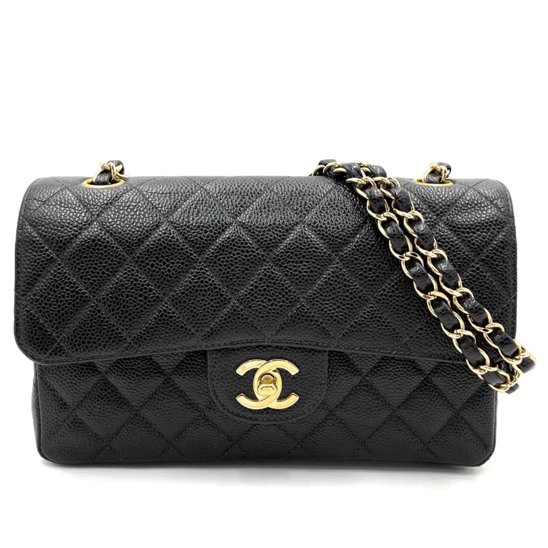 CHANEL(シャネル)の【在庫一掃】CHANEL シャネル ショルダーバッグ マトラッセ23 ダブルチェーン ダブルフラップ 肩掛け 斜め掛け ココマーク ココ 鞄 かばん A01113  キャビアスキン   ブラック 黒 ゴールド金具 レディース【中古品】 レディースのバッグ(ショルダーバッグ)の商品写真