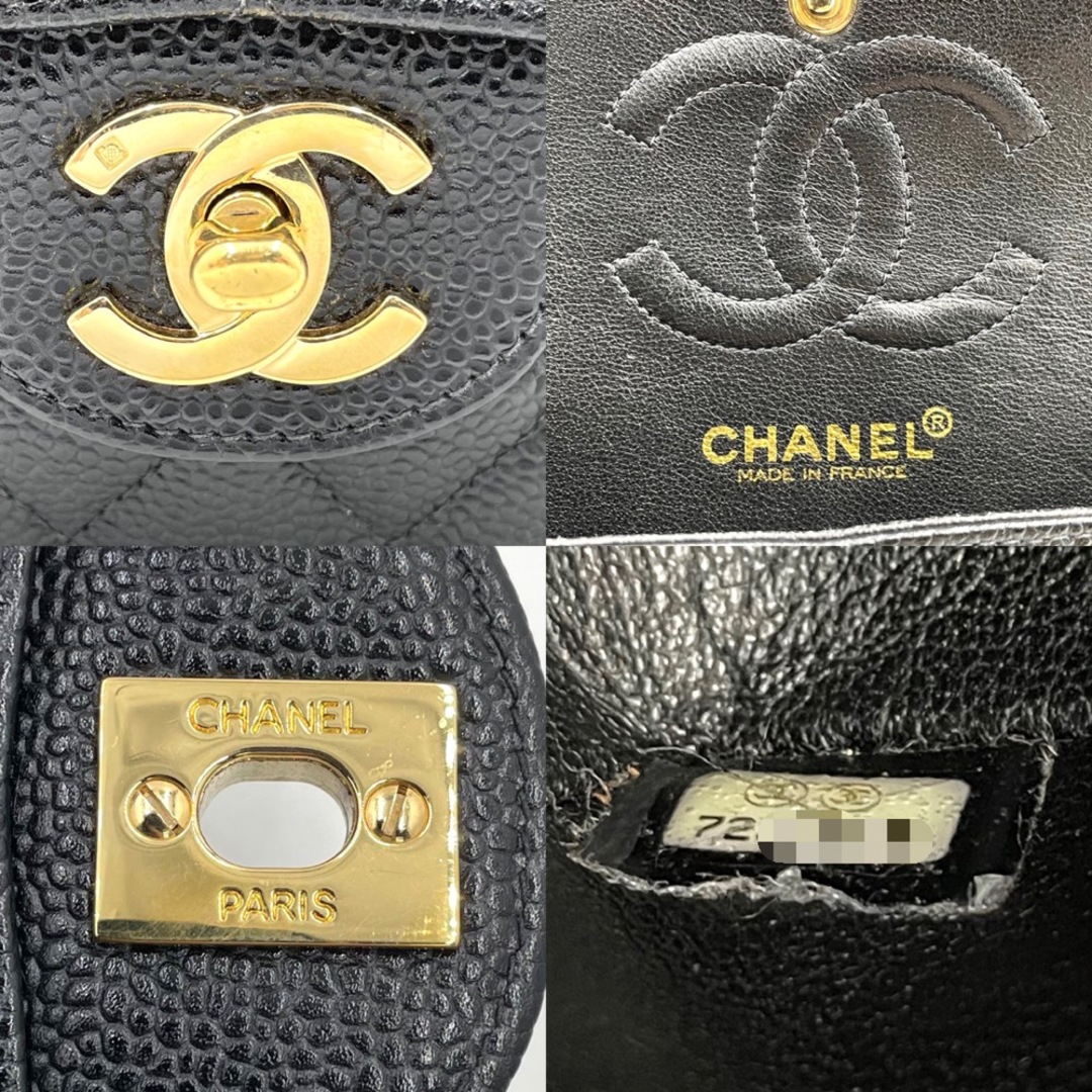 CHANEL(シャネル)の【在庫一掃】CHANEL シャネル ショルダーバッグ マトラッセ23 ダブルチェーン ダブルフラップ 肩掛け 斜め掛け ココマーク ココ 鞄 かばん A01113  キャビアスキン   ブラック 黒 ゴールド金具 レディース【中古品】 レディースのバッグ(ショルダーバッグ)の商品写真