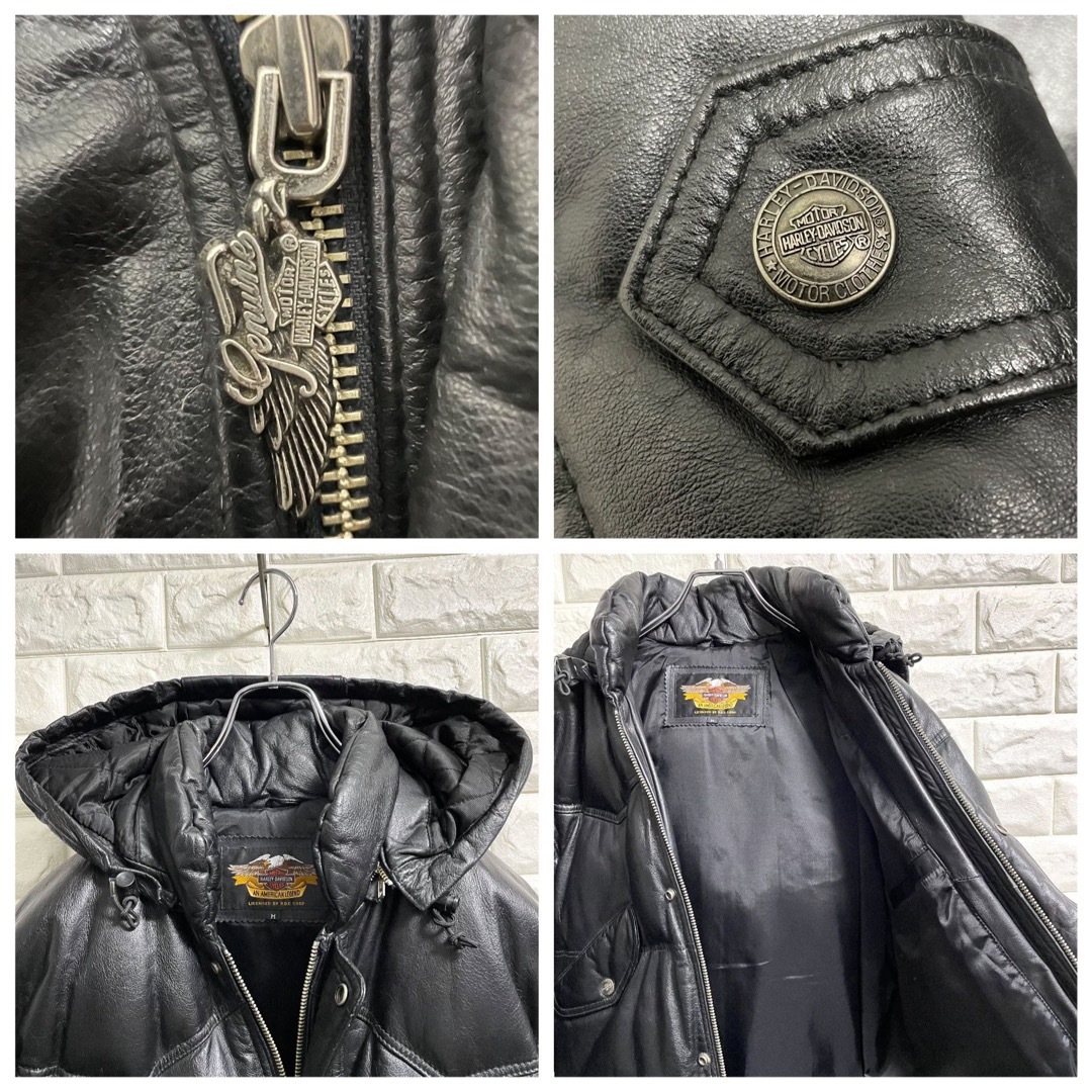 Harley Davidson(ハーレーダビッドソン)のハーレーダビッドソン　レザーダウンジャケット　メンズL〜XLサイズ相当 メンズのジャケット/アウター(レザージャケット)の商品写真