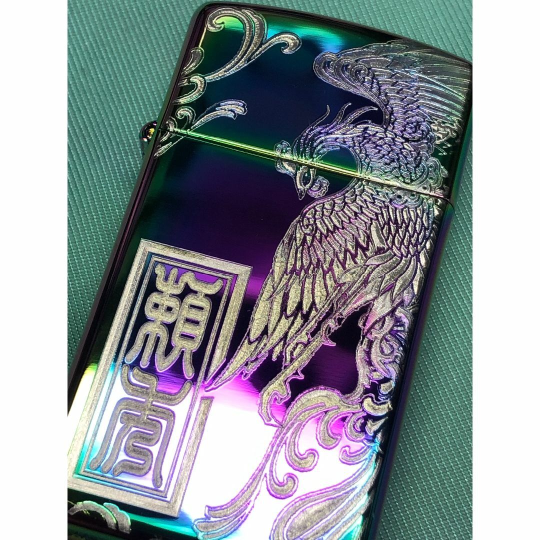 ジッポ　スペクトラムスリム マルチカラー 鳳凰・名前・zippo 孔雀　朱雀ファッション小物