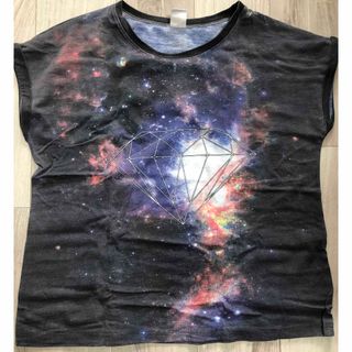 レトロガール(RETRO GIRL)のダイヤモンド×宇宙柄古着テイスト半袖Tシャツ(Tシャツ(半袖/袖なし))