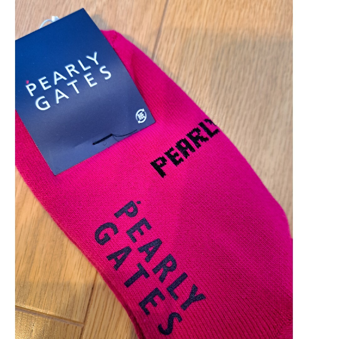PEARLY GATES(パーリーゲイツ)の新品 パーリーゲイツ 女性靴下 ピンク 日本製 スポーツ/アウトドアのゴルフ(ウエア)の商品写真