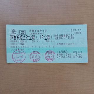 ジェイアール(JR)の青春18切符1回分です。(鉄道乗車券)