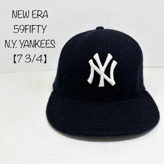 ニューエラー(NEW ERA)のニューエラ★59FIFTY★旧タグ★ヤンキース★ウール★ネイビー/紺白★61.5(キャップ)