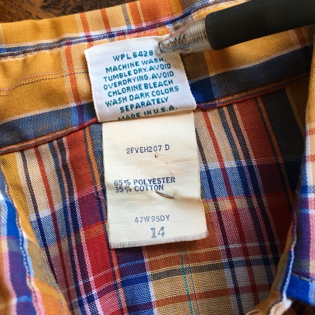 Wrangler(ラングラー)の極美品 希少レア！70s Wrangler カラーチェック長袖シャツ ビンテージ レディースのトップス(シャツ/ブラウス(長袖/七分))の商品写真