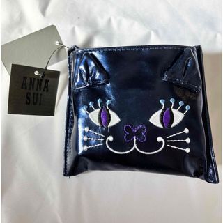 アナスイ(ANNA SUI)のANNA SUI アナスイ　ねこ　メタリックエコバッグ　ネイビー(エコバッグ)