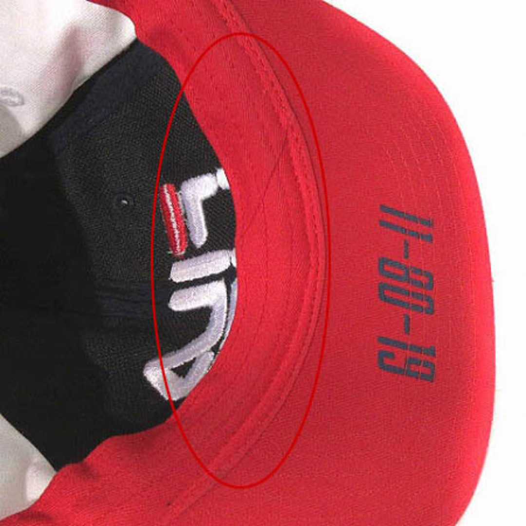 FILA(フィラ)のフィラ 帽子 ベースボールキャップ トリコロール ビッグロゴ 赤 白 紺 メンズの帽子(キャップ)の商品写真