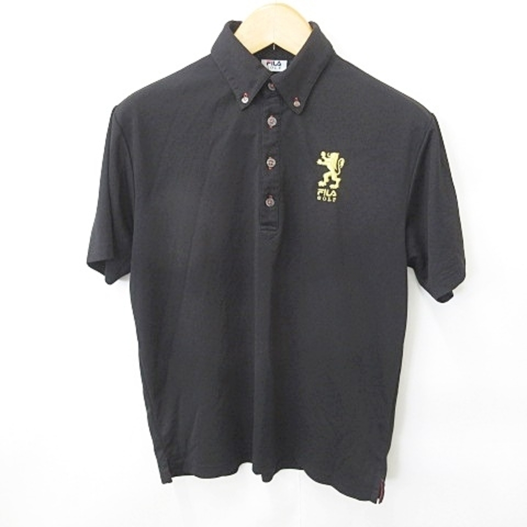 FILA(フィラ)のFILA GOLF ゴルフ ポロシャツ 半袖 ボタンダウン 黒 ブラック LL スポーツ/アウトドアのゴルフ(ウエア)の商品写真