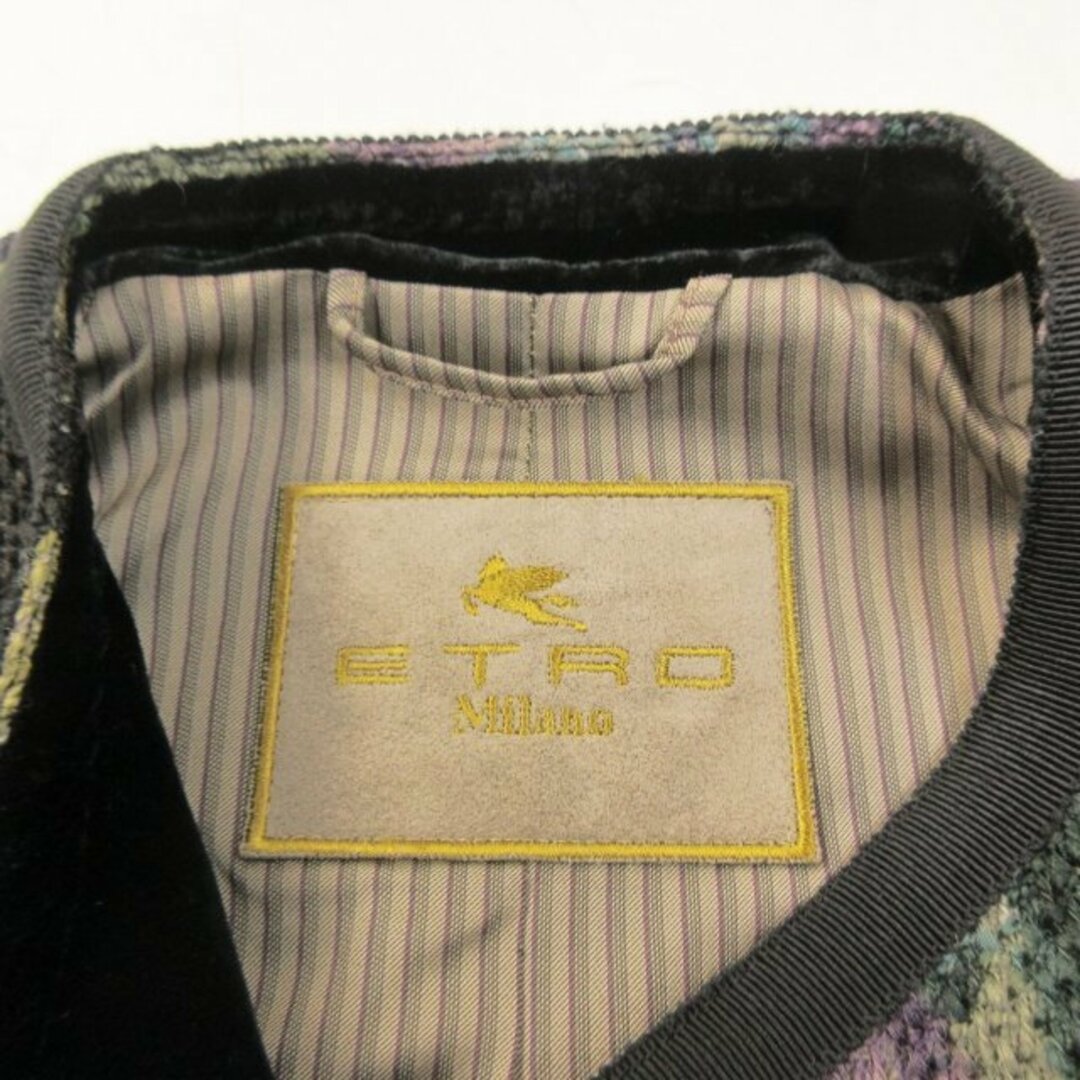 ETRO(エトロ)のエトロ ETRO 美品 ノーカラーコート 花柄 ウール 切替 袖ベロア 44 レディースのジャケット/アウター(その他)の商品写真