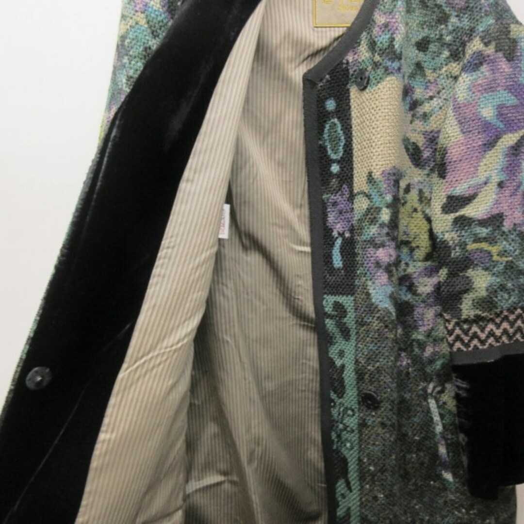 ETRO(エトロ)のエトロ ETRO 美品 ノーカラーコート 花柄 ウール 切替 袖ベロア 44 レディースのジャケット/アウター(その他)の商品写真