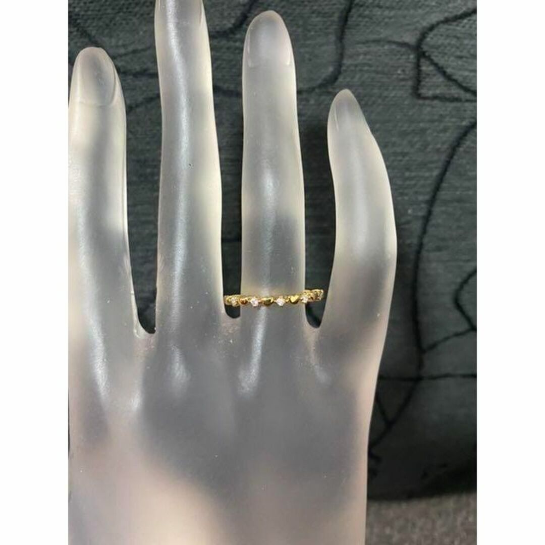 （R026G）9号　ゴールド極細の可憐で清楚なハートリング　爪留め仕様 レディースのアクセサリー(リング(指輪))の商品写真