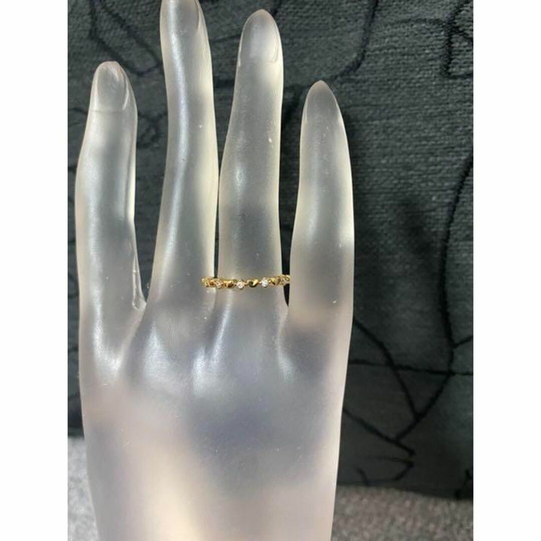 （R026G）12号　ゴールド極細の可憐で清楚なハートリング　爪留め仕様 レディースのアクセサリー(リング(指輪))の商品写真