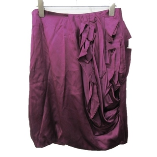 ヒューゴボス(HUGO BOSS)のヒューゴボス スカート シルク フリル 装飾 アシンメトリー デザイン 38(ひざ丈スカート)