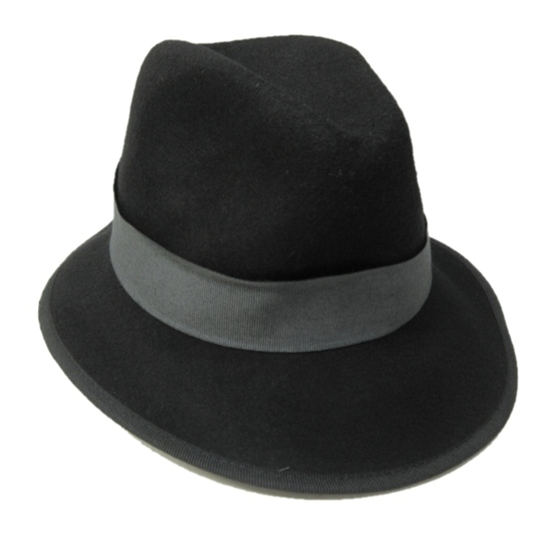 ディーゼル 美品 中折れ帽子 ウールハット リボン 装飾 黒 ブラック 56