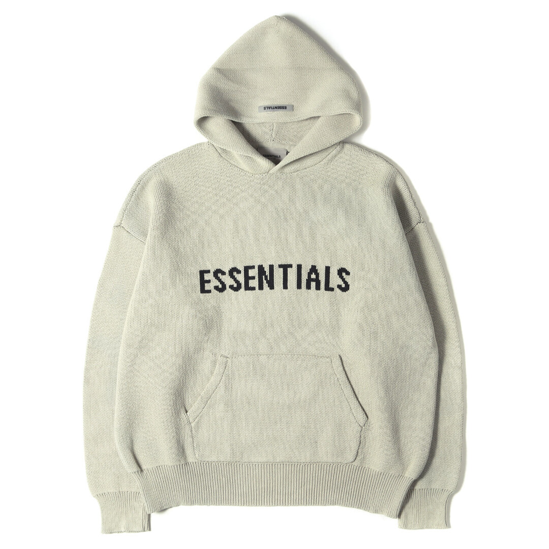 FEAR OF GOD フィアオブゴッド パーカー サイズ:L FOG ESSENTIALS オーバーサイズ ニット パーカー Logo Knit Hoodie 21SS ベージュ系 トップス カットソー シンプル カジュアル ブランド ロゴ【メンズ】パーカー